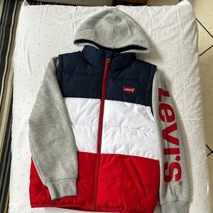 Levi's Kids Red, White, and Blue Hoodie Winter Jacket